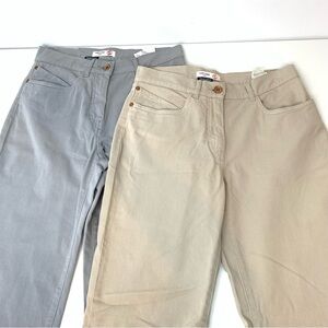 NWT Set Of 2 Saint James Jeans Gray Beige Sz 6 Angelina Preppy Straight Leg